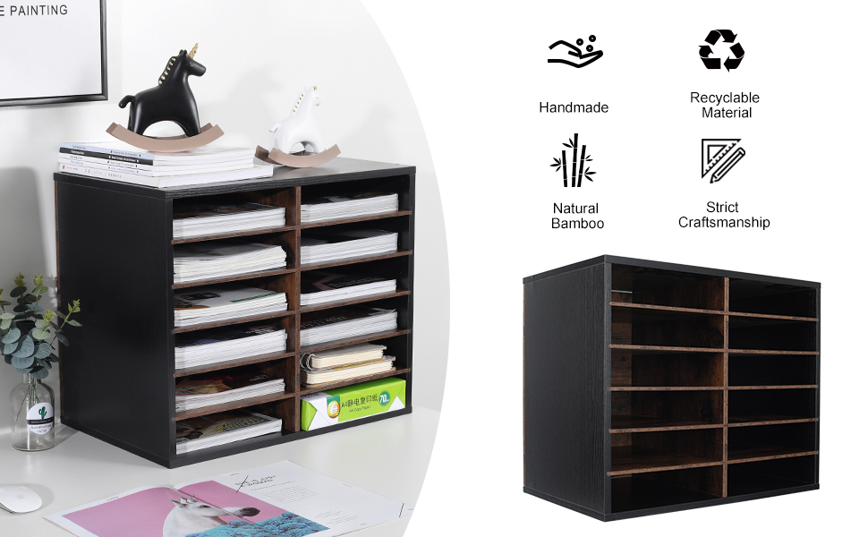TQVAI Wood Adjustable Literature Organizer Desktop File
