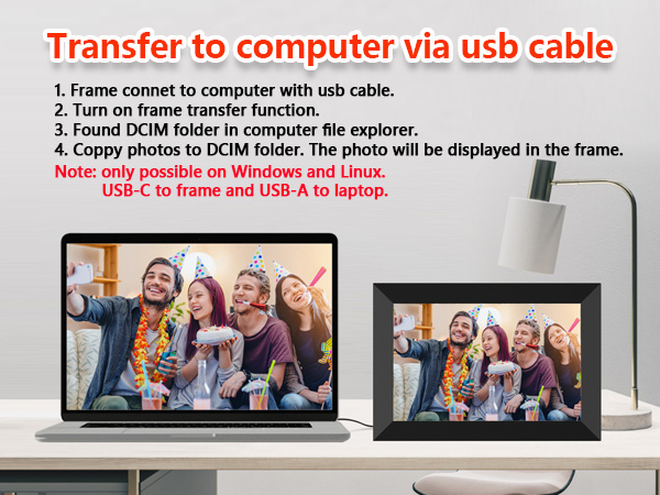 32GB FRAMEO 10.1 Inch Smart WiFi Digital Photo Frame 1280x800 IPS LCD Touch Screen