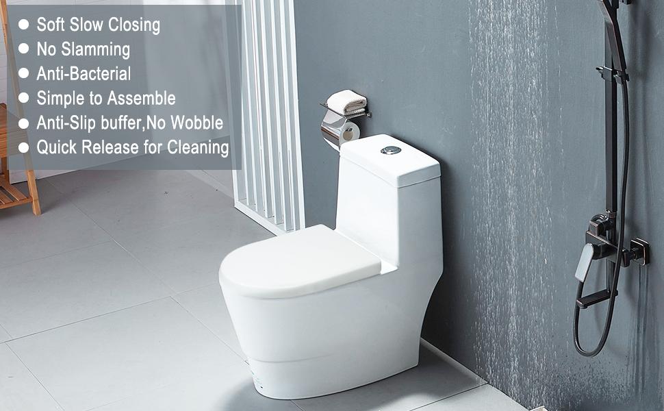 eSituro D Shape Soft Close Quick Release Toilet Seat with Top Fix/Blind