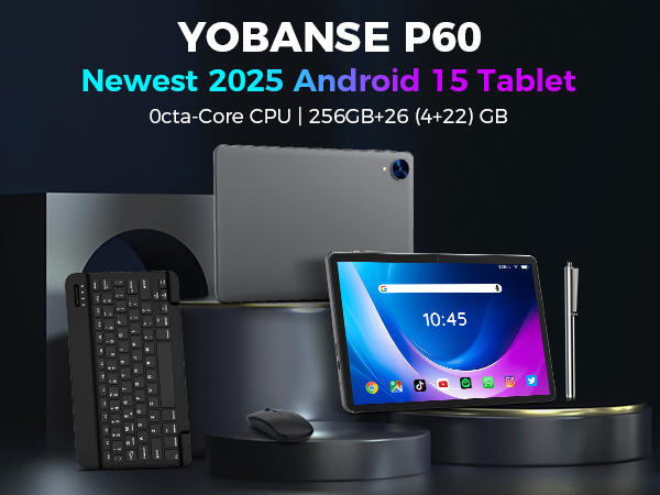 Amazon.com : Android 15 Tablet with Keyboard, 26GB RAM, 256GB ROM