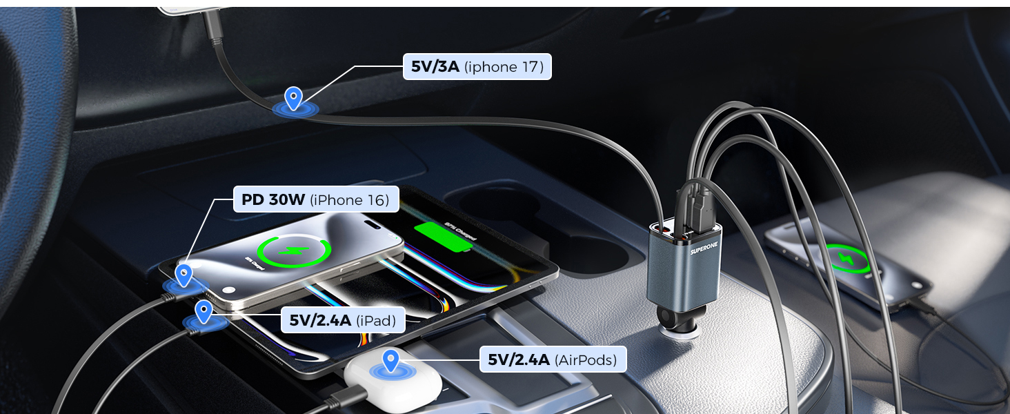 car charger retractable cord