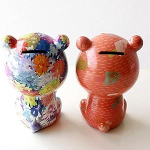 Amazon.co.jp: 貯金箱 陶器 クマ 熊 オブジェ 置物 可愛い