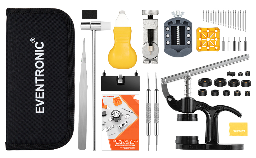 Eventronic Combination of Watch Repair Kit & Watch Press, Watch Tool Kit with Watch