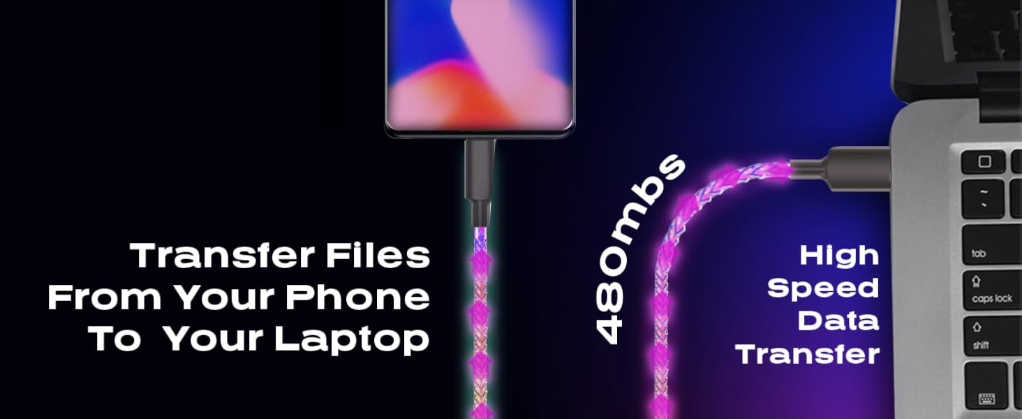 Statik Light Up Charger Cable GloBright Braided LED