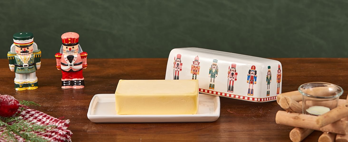 christmas soldier butter dish