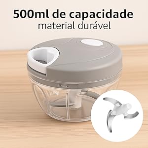 processador manual 3 lâminas; picador de legumes manual; triturador de alho manual