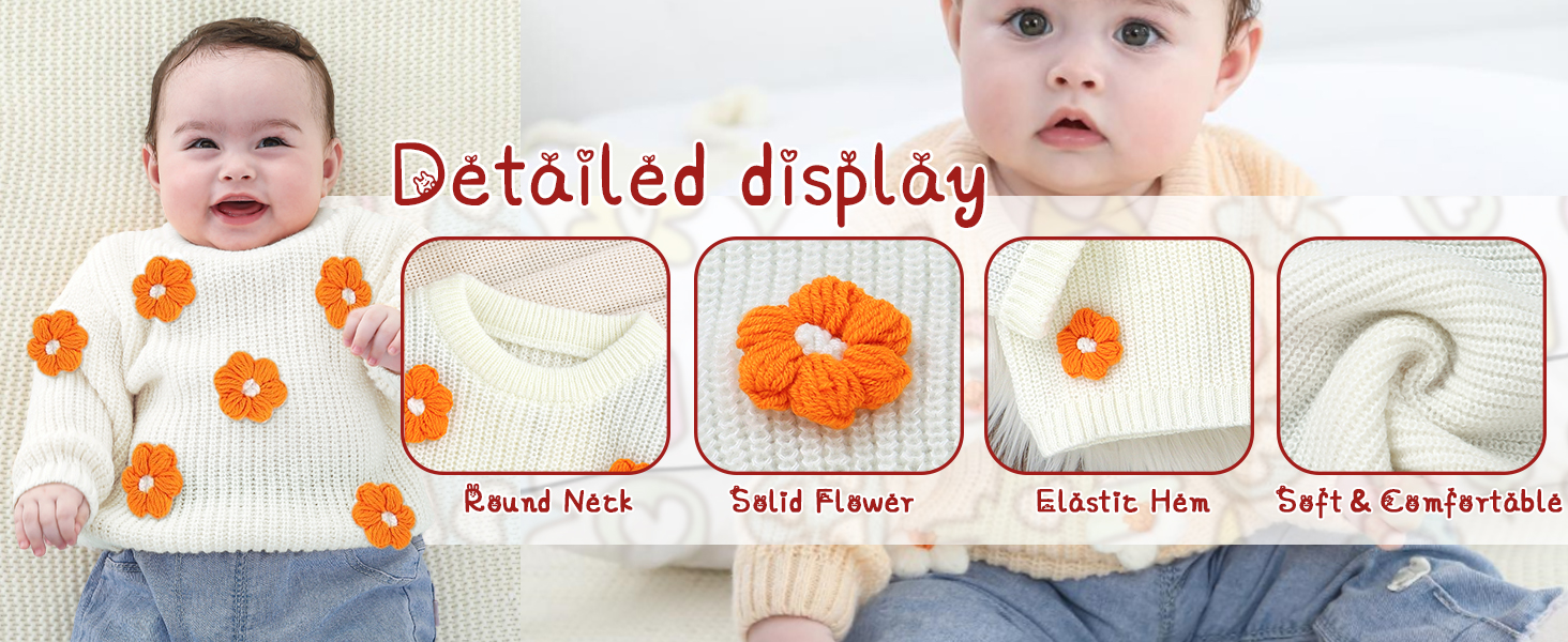 Newborn Infant Toddler Baby Girl Sweater 2024 Winter Clothes Knit Pullover Outfits for Little Girls