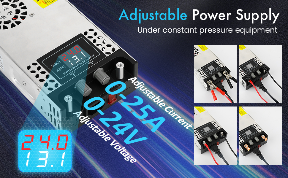 VIXKPIRR Adjustable 024V Power Supply 25A 600W, 110V AC to