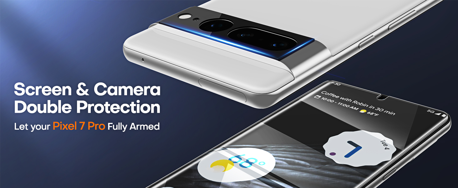 TOCOL 2+2 Pack for Google Pixel 7 Pro Screen Protector 2