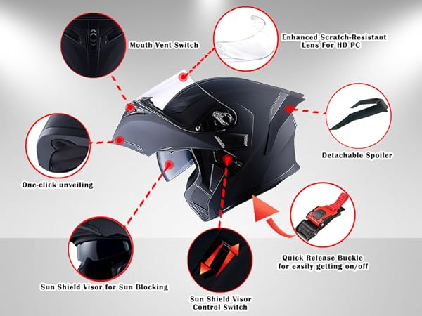 Amazon.com: 1Storm Motorcycle Modular Full Face Helmet Flip