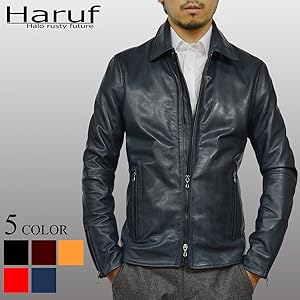 amphibian ラムレザー　羊革　ライダースジャケット　Ｌサイズ 大きいサイズ【vintage】羊革 本革ラムレザーライダース