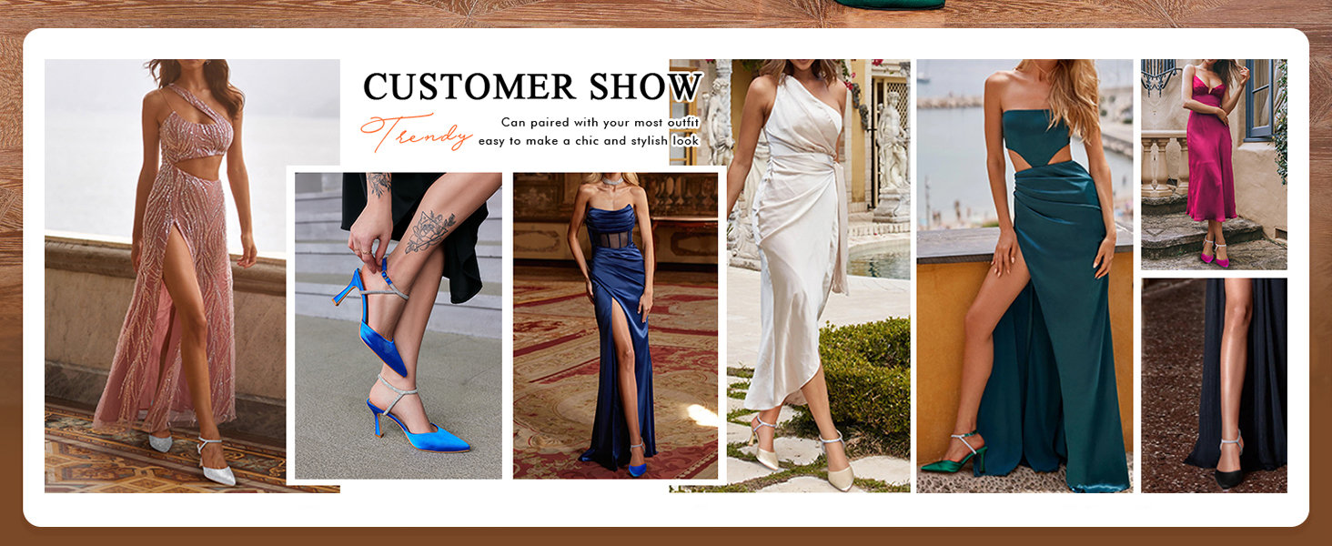 Women Rhinestone Heels Kitten High Satin Pumps Pointed Toe Sparkly Sexy Wedding Dress Shoes