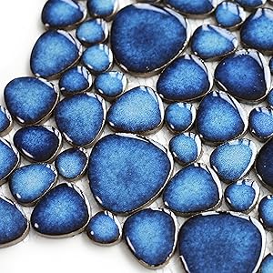 Blue pebble mosaics tile