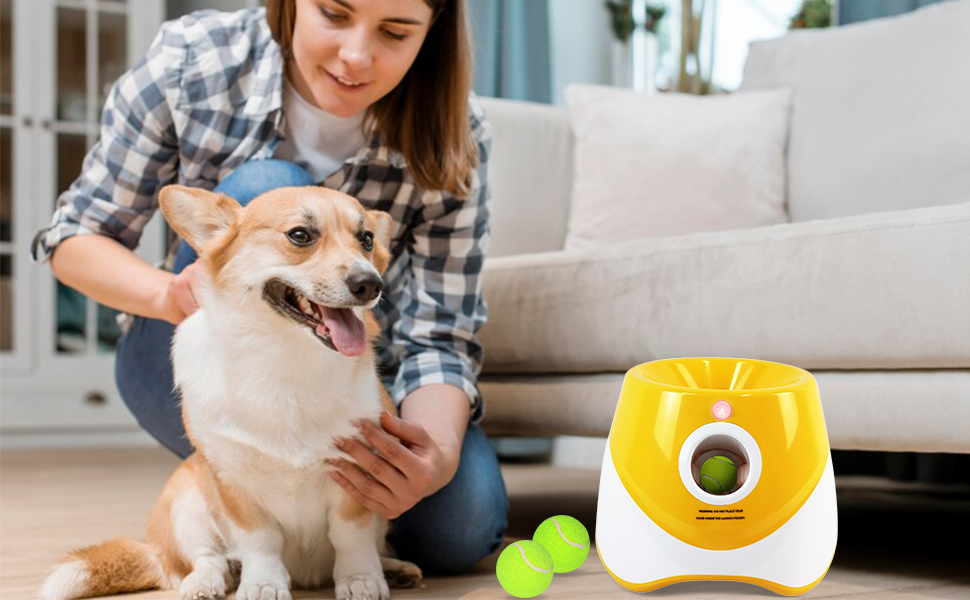 YXXTECH Automatic Dog Ball Thrower Launcher with 12 PCS