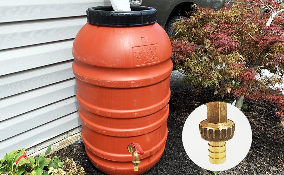 Rain Barrel Spigot Kit Brass Water Barrel Faucet with 1 inch OD Bulkhead Fitting