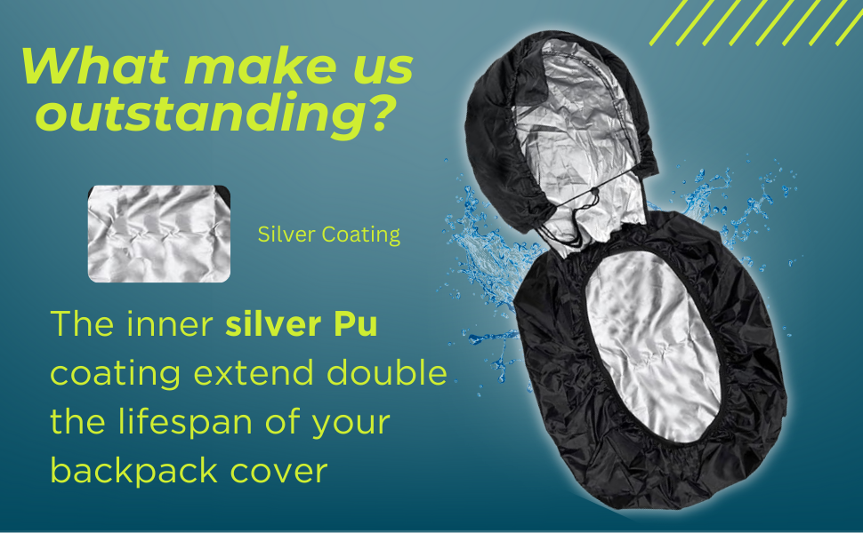 Rain Cover for Backpack with Elastic Adjustable and Carrying Pouch Dustproof Waterproof Laptop Bag Protector Travel Accessories 35-45 Liter Hoddy Style (Sea Green) 8 rain cover bag