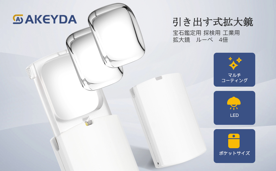 Amazon.co.jp: Akeyda 拡大鏡 ルーペ 携帯用 真実4倍 宝石鑑定用