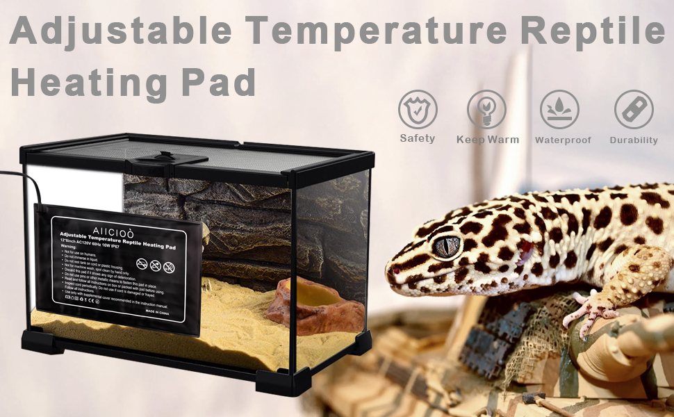 Aiicioo Reptile Heating Pad 16W Reptile Heat Mat Pad for