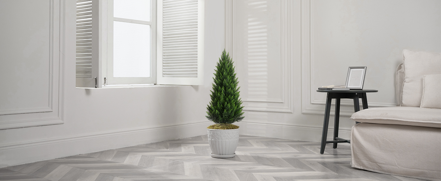Artificial Topiary Cedar Trees 3FT Tall, Outdoor Indoor