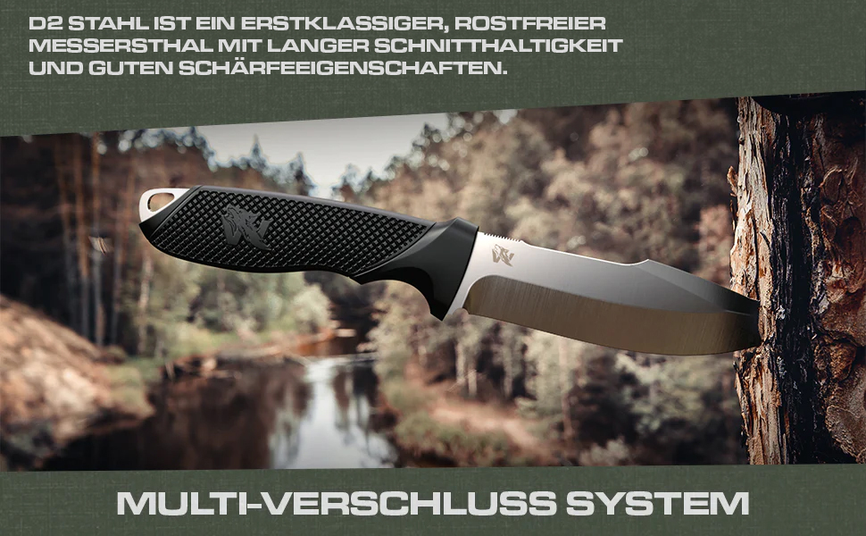Wolfgangs W2 Outdoor Messer feststehende Klinge Inkl. Scheide Ideales Jagdmesser aus einem