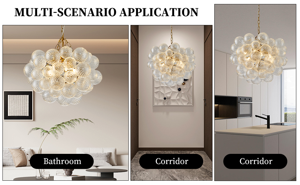 Bubble large Gold シャンデリア OUKANING 25-Light Gold Modern Creative Bubble Glass Ball