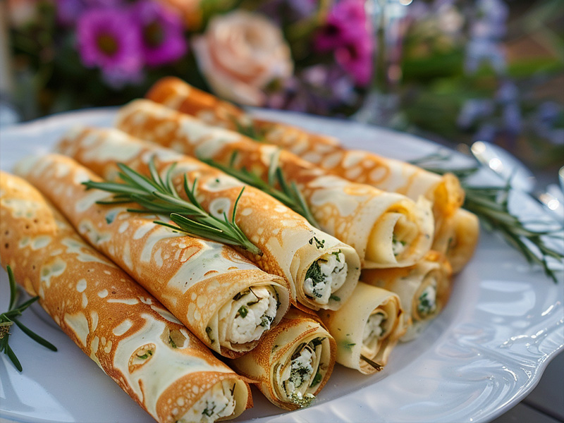 Crepes on a white plate