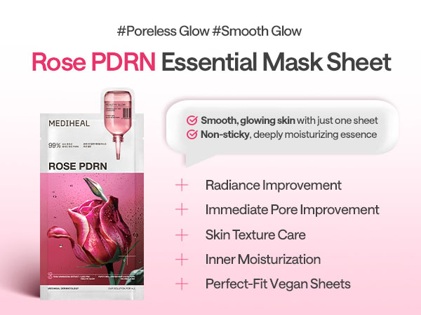 MEDIHEAL ROSE PDRN シートマスク　プランエスクリニック Rose PDRN Essential Mask Healthy Glow – Mediheal US