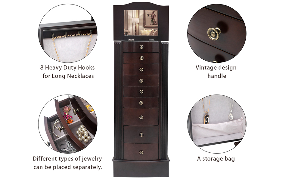 Amazon.com: Imseigo Standing Jewelry Armoire with Top Flip