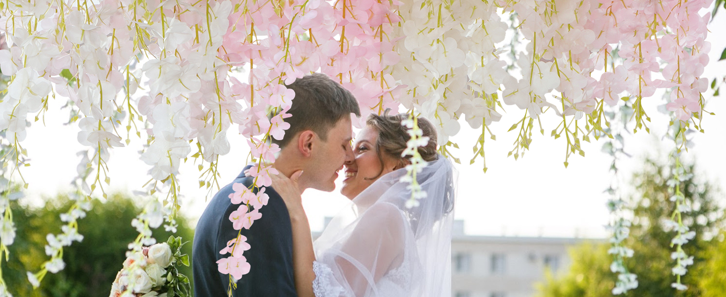 Waipfaru 24 Pack Wisteria Hanging Flowers, 3.6 Feet/Pcs