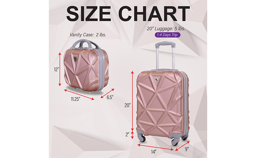 AMKA Gem Hardside Carry On and Weekender Luggage Set with