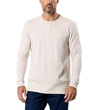 INTO THE AM Long Sleeve Waffle Henley Shirts for Men Casual
