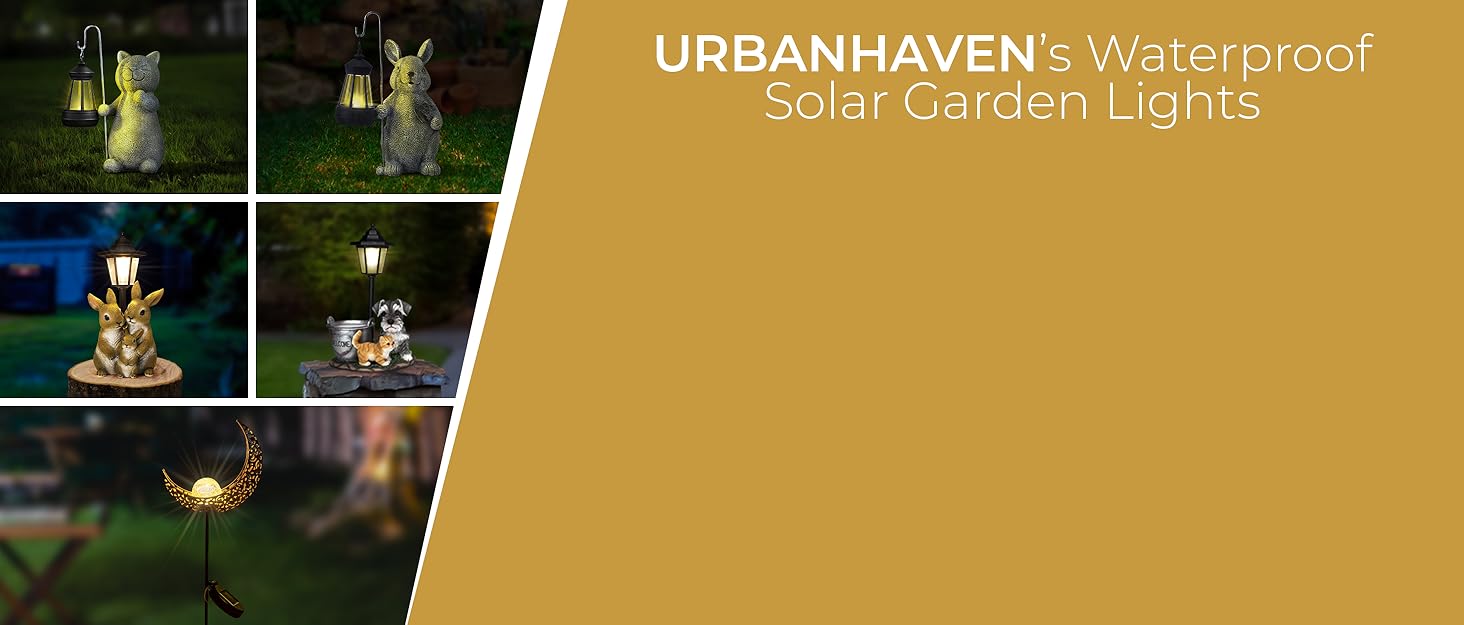 UrbanHaven Outdoor Solar Light Moon and Light Lantern, Garden Resin Ornaments with Solar Post Light | Garden Lights & Gifts with Gift Box 8 urbanhaven solar gardern ornaments lantern lights
