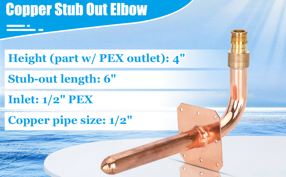 Pack of 10 Copper Stub Out Elbows with Wall Flange PEXA