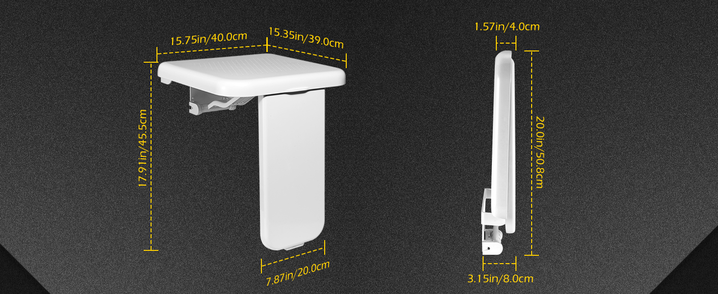 DynaLiving Folding Shower Seat Wall Mounted 485 lbs Load