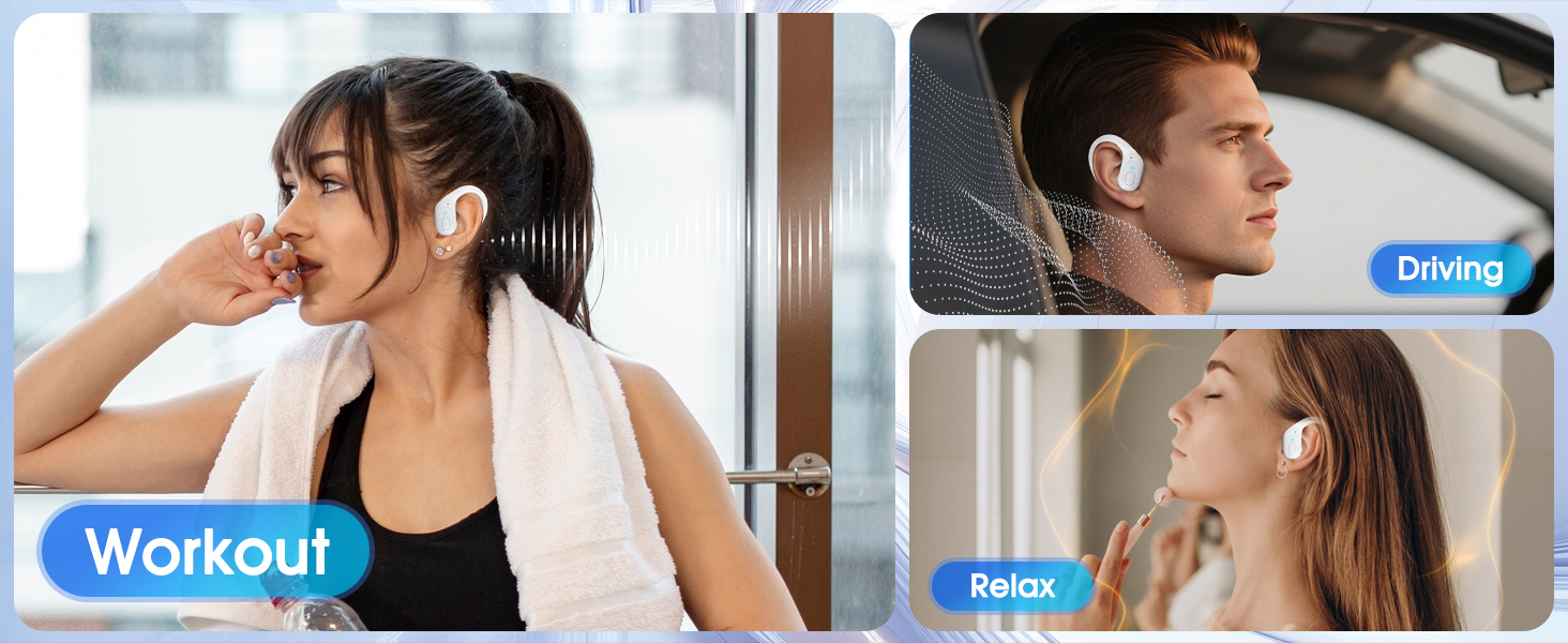 Bluetooth Headphones Wireless Earbuds with 75Hrs Playback, LED Display Charging Case, IPX7 Waterproof, Over-Ear Design Ear Buds for Sports/Running/Workout - White 10 31