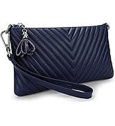 YALUXE Womens Wristlet Real Leather Chevron Tassel Large V Clutch Wallet with Shoulder Strap