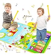 Vanmor Musical Mat for Toddlers 3+, Musical Toys Child Floor Piano Keyboard and Drum Mat Carpet w...
