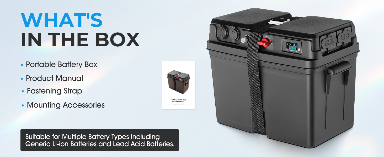 B A Waterproof Battery - Trolling Battery Box Motor Power Center Station Battery Box Trolling Plastic USB Port And 12V