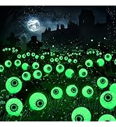 Brizled Solar Halloween Lights, 2 Pack Total 12 LED Green Halloween Eyeball Lights, 2 Modes Outdo...