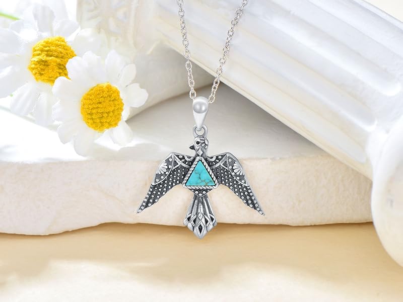 Amazon.com: BETHZA Turquoise Thunderbird Necklace 925 Sterling