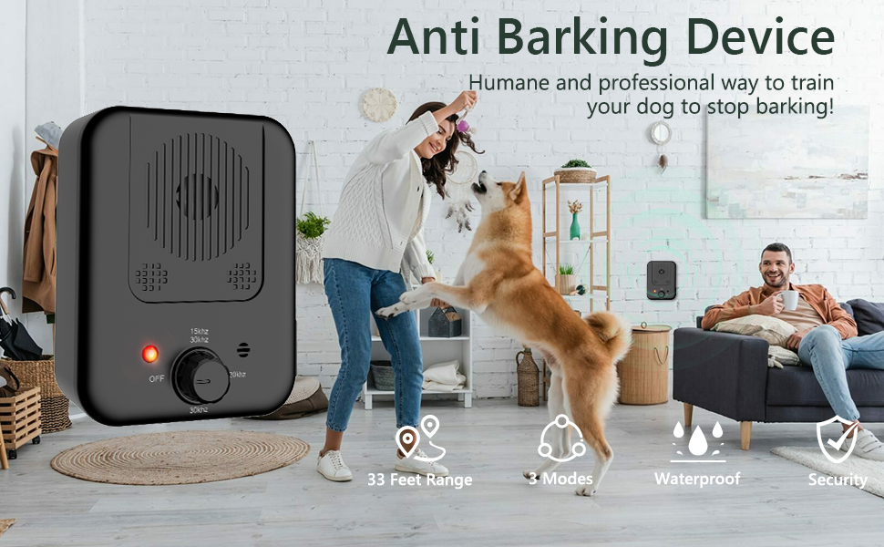 Anti Barking Device, 3 Modes Anti Barking Control Device for Dogs, 33FT