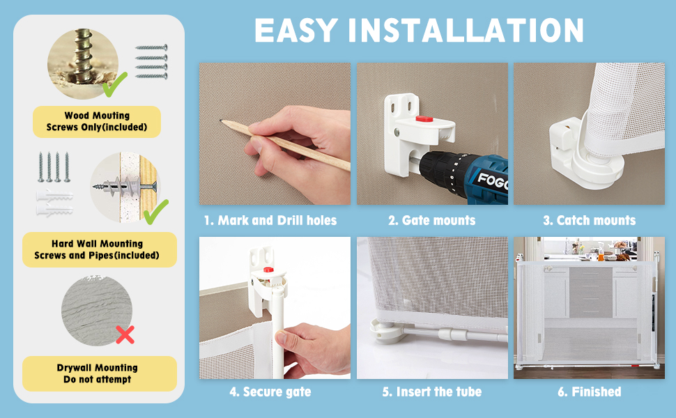 Babevy Dog Gate with Tube, Retractable Mesh Pet Gates Baby