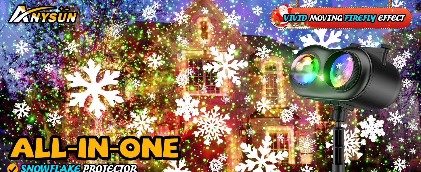 Christmas Projector Lights Outdoor Brightness Increase HD 2 in 1 Ocean Wave Snowflake Christmas 2024