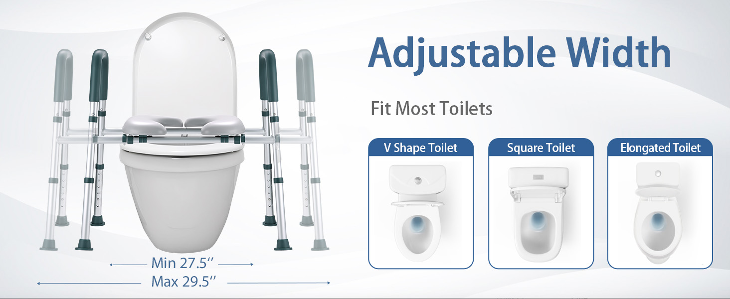 Raised Toilet Seat with Handles, Toilet Seat Riser for Seniors 