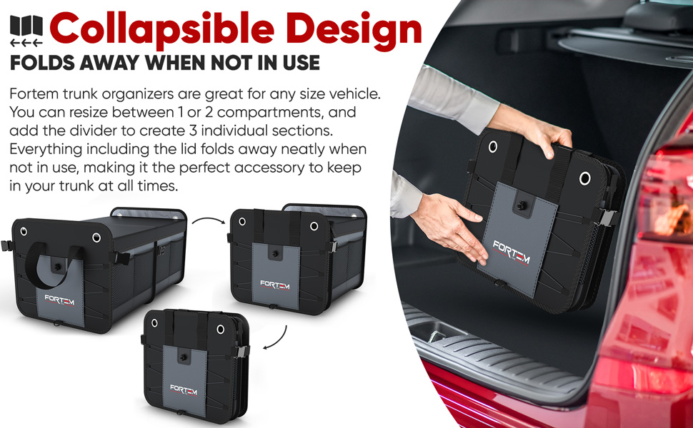 FORTEM Car Trunk Organizer, SUV Trunk Organizer, Car