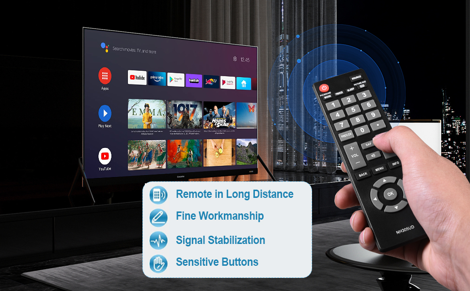 NH305UD Universal Fit for Emerson TV Remote Control