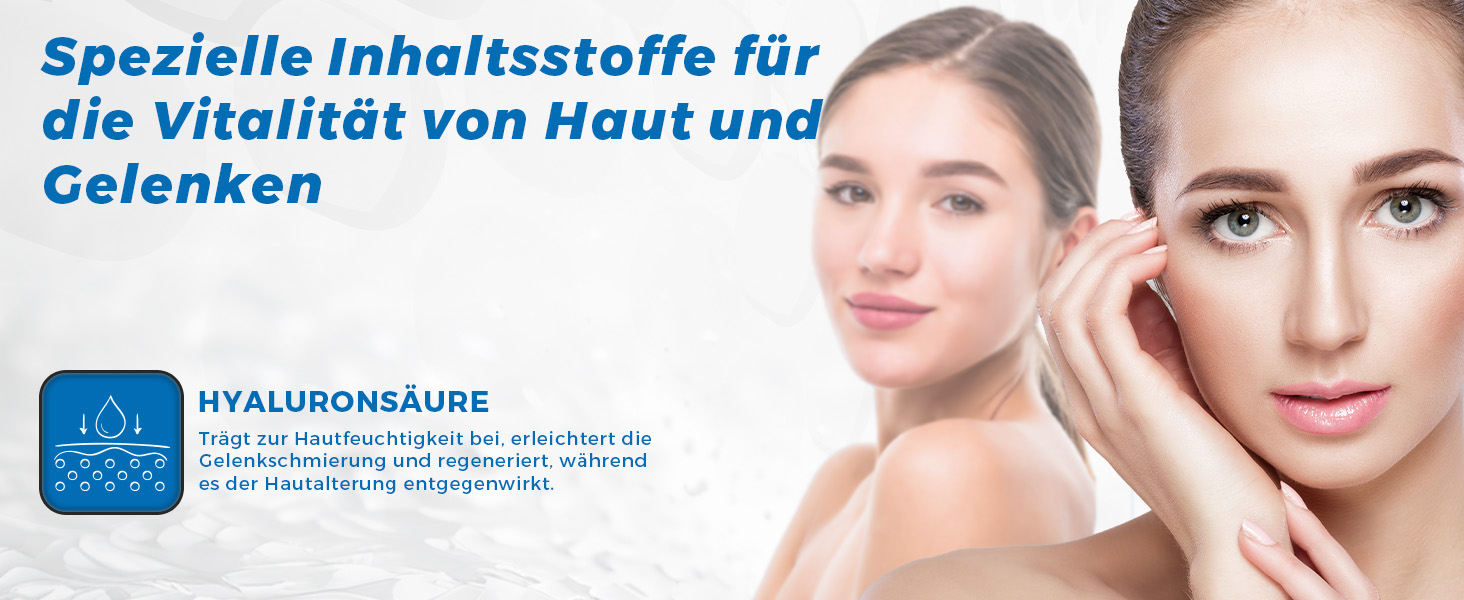 Vitastrong hyaluron kollagen mit 200 mg Hyaluronsäure für Haut und Gelenke