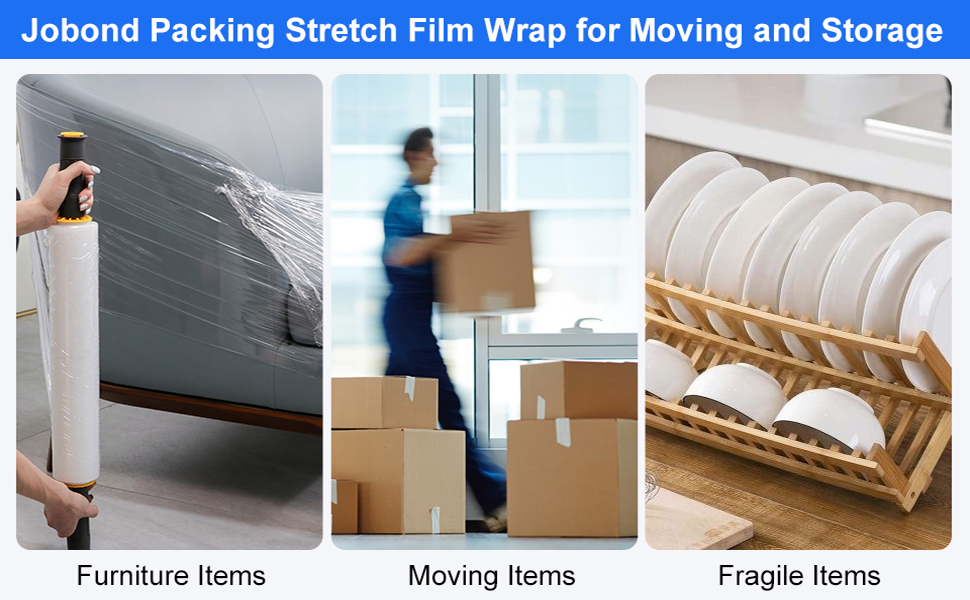 Stretch Wrap Film One Roll 15 Inch and 3 Rolls 5 Inch 1000 Feet