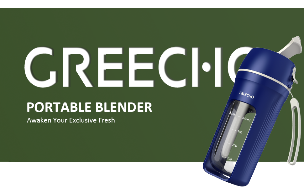 GREECHO Portable Blender, Onehanded Drinking Mini Blender for Shakes and Smoothies