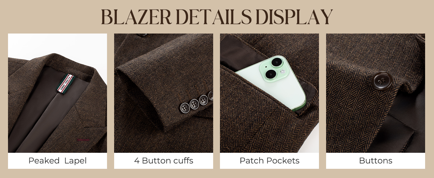 men 2 piece blazer pants set- fabric details